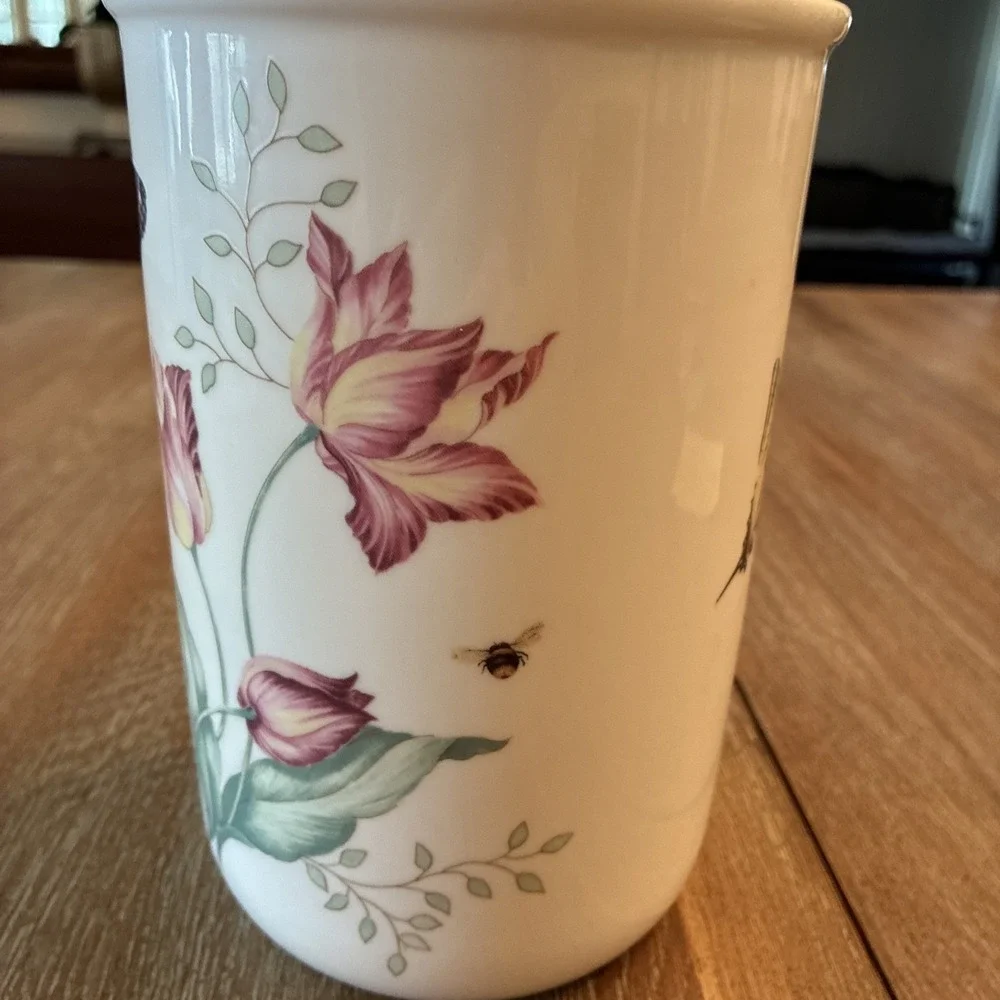 Lenox Utensil Crock Butterfly Meadow W/ Spatulas Cottage Core Country